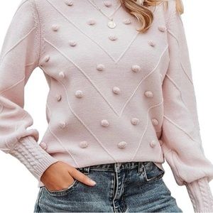 Soft Pink Knit “Knot” Sweater